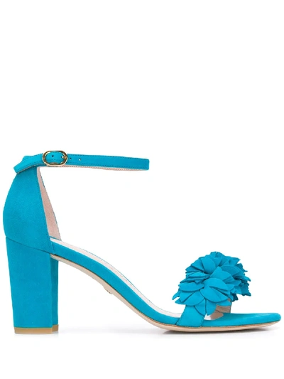 Stuart Weitzman Nearlynude Flower 80mm Sandals In Blue