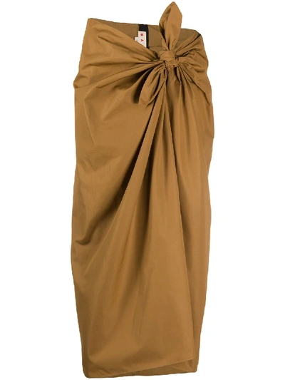 Marni Tie-front Wrap Midi-skirt In Brown