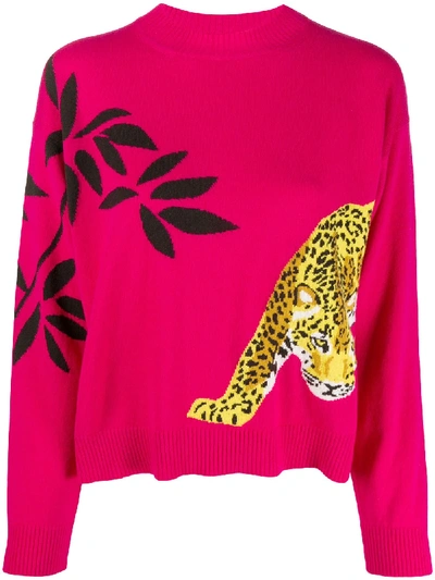 Alanui Leopard Knit Jumper In Pink