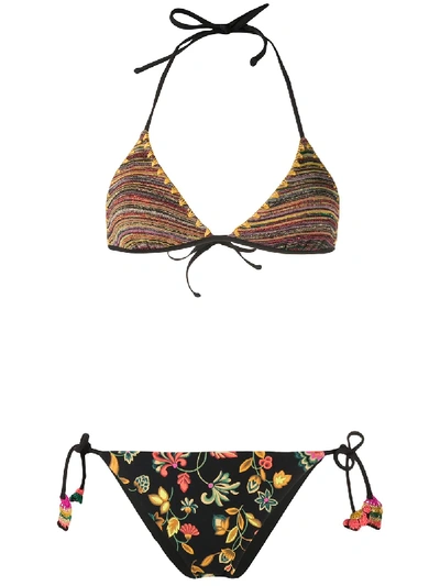 Anjuna Floral Print Bikini In Black