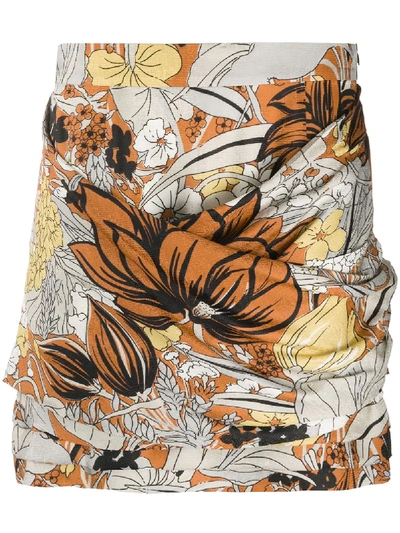 Roseanna Botanique Floral Print Skirt In Brown
