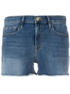 Frame Distressed Denim Shorts In Blue