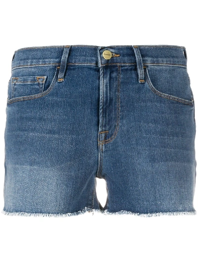 Frame Le Cutoff High-rise Denim Shorts In Blue