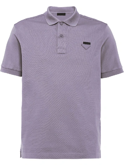 Prada Logo Plaque Polo Shirt In Purple