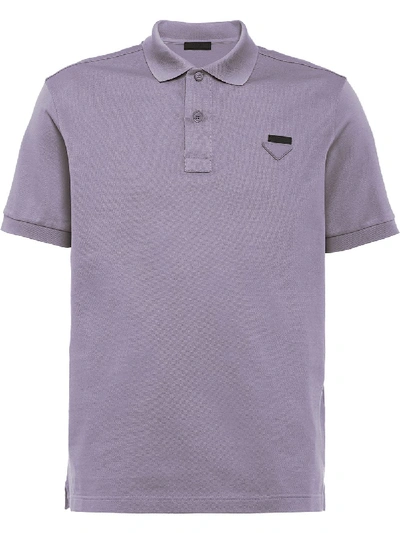 Prada Logo Plaque Polo Shirt In Purple | ModeSens