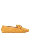 Tod's Fringed Studded Suede Loafers In Marigold