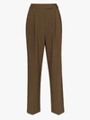 The Frankie Shop Bea Tapered High-rise Stretch-crepe Trousers In Brown