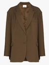 The Frankie Shop Bea Single-breasted Twill Blazer In Brown
