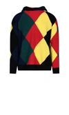 Pringle Of Scotland Harlequin Argyle Hooded Sweater In Black In Multicolor