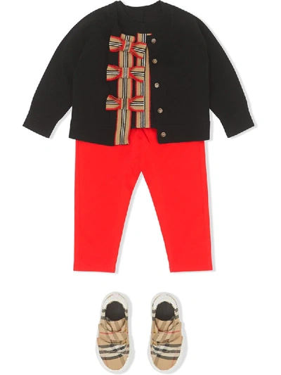 Burberry Babies' Icon Stripe 运动裤 In Red