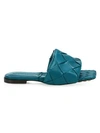 Bottega Veneta Bv Lido Flat Leather Sandals In Blue