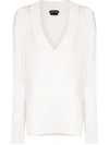 Tom Ford V-neck Long-sleeved Sweater In White