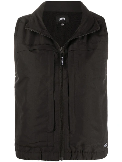 Stussy Plain Zipped Waistcoat In Black