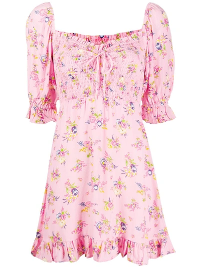 Faithfull The Brand Floral Print Ruffle-detail Dress In Pink