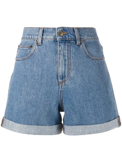 Philosophy Di Lorenzo Serafini High-rise Cut-off Denim Shorts In Navy