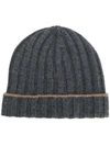 BRUNELLO CUCINELLI PLEATED STRIPED BEANIE