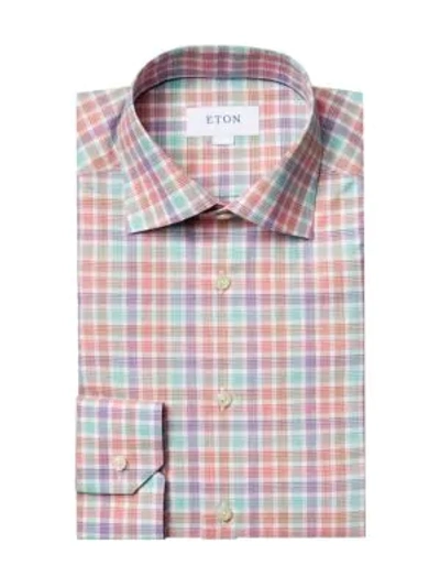 Eton Contemporary-fit Plaid Cotton Shirt In Pink