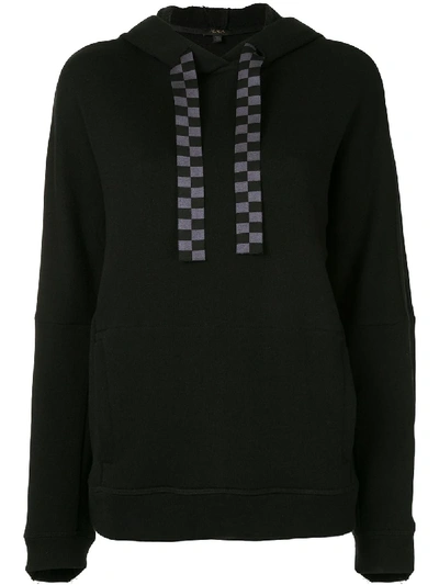 Alala Shift Checked Detail Hoodie In Black