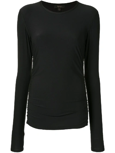 Alala Ruched Long-sleeve T-shirt In Black