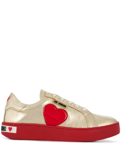 Love Moschino Heart Patch Low-top Trainers In Gold