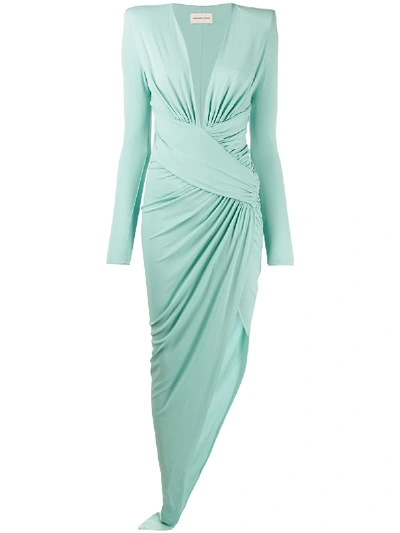 Alexandre Vauthier Gathered-detail Wrap Dress In Green