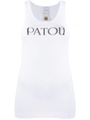 Patou Ribbed Sleeveless Cotton Tank With Round Neckline In Black