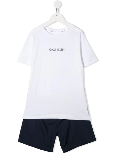 Calvin Klein Kids' T-shirt Pyjama Set In Blue