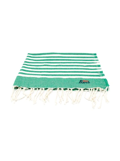 Mc2 Saint Barth Kids' Striped Logo Beach Towel In Green