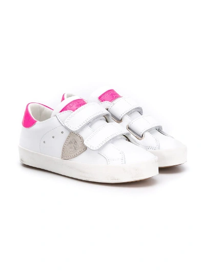 Philippe Model Kids' Paris Sportif Touch-strap Trainers In White