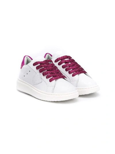 Philippe Model Kids' Granville Leather Lace-up Trainers In White