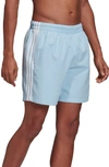 Adidas Originals Adidas Men's Originals 3-stripes Swim Shorts In Clear Sky