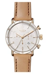 Shinola The Canfield Chrono Leather Strap Watch, 40mm In Camel/ White/ Gold