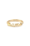 Kris Nations Mama Script Ring In Gold