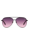 Quay Vivienne 64mm Aviator Sunglasses In Black/ Purple