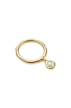 Monica Vinader Gold Plated Vermeil Silver Siren Chrysoprase Charm Ring In Yellow Gold/ Chrysophrase