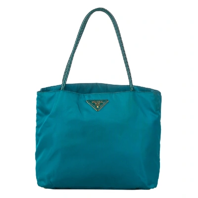 Pre-owned Prada Green Nylon Tessuto Tote Bag