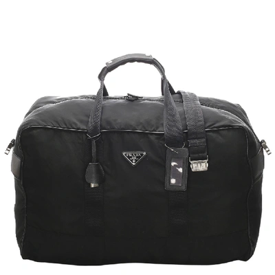 Pre-owned Prada Black Tessuto Nylon Duffle Bag