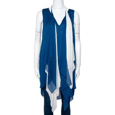 Pre-owned Chloé Tuareg Blue Crepe Scarf Detail Sleeveless Top L