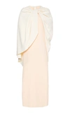 MARINA MOSCONE EXCLUSIVE DRAPED CAPE-EFFECT SATIN DRESS,781416