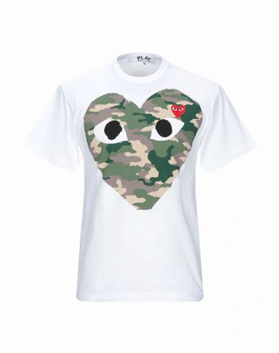 Comme Des Garçons Play Camouflage Heart-print Cotton T-shirt In White
