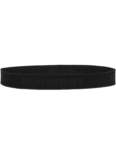 Burberry Logo Jacquard Stretch Headband In Black