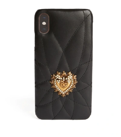 Dolce & Gabbana Quilted Calfskin Devotion Iphone 12 Pro Max Cover In Black
