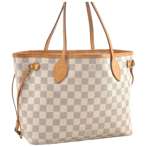 Pre-Owned Louis Vuitton Neverfull White Cloth Handbag | ModeSens