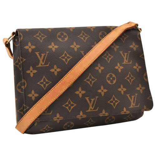 Pre-Owned Louis Vuitton Musette Tango Brown Cloth Handbag | ModeSens