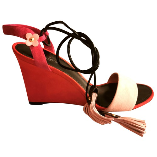 Pre-Owned Louis Vuitton Pink Suede Sandals | ModeSens