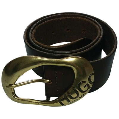 Pre-owned Hugo Boss Leather Belt In Brown