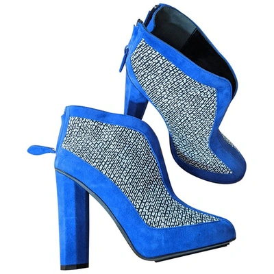 Pre-owned Aperlai Ankle Boots In Blue