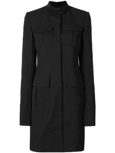 Vera Wang Multiple Pocket Single-breasted Coat In Black