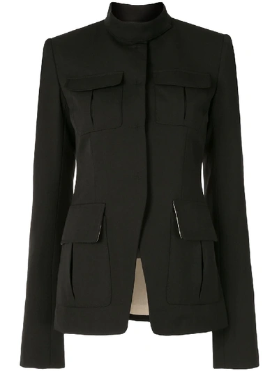 Vera Wang Military Style Tailored Jacket In Black