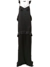 VERA WANG RUFFLED LONG SILK DRESS